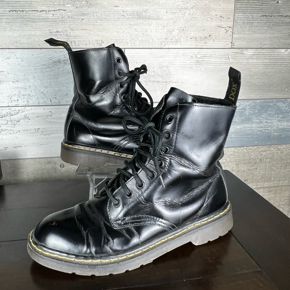 DOX™"Prescription for Comfort" Woman's Black Leather Combat Style Boot Size US 9 - Picture 1 of 8
